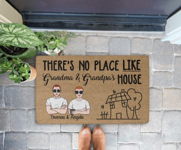 There's No Place Like House - Personalized Gifts Custom Family Door Sign for Grandparents, Family Gifts