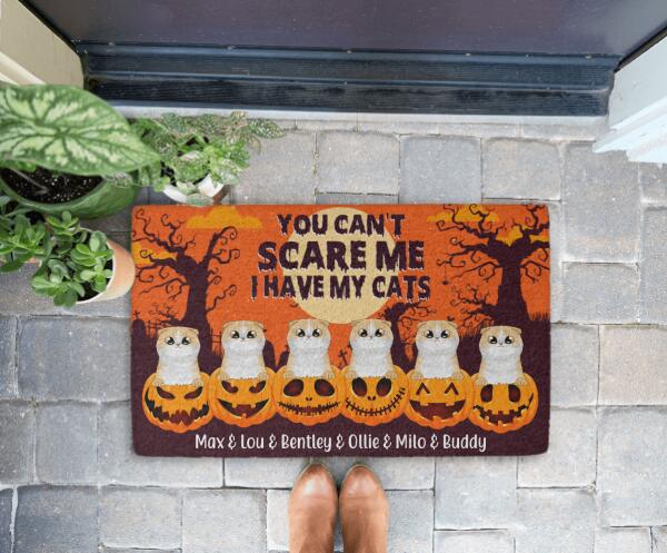 You Can't Scare Me, I Have My Cats - Halloween Personalized Gifts Custom Doormat for Cat Lovers