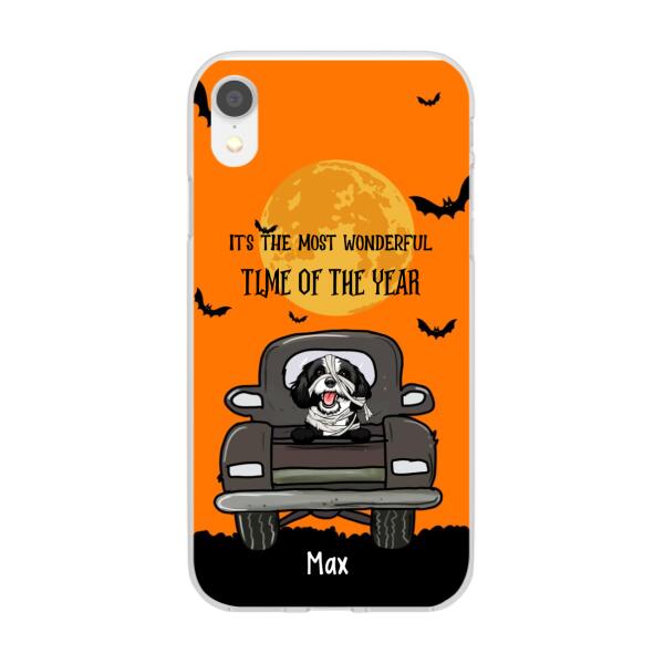 Personalized Phone Case, Pumpkin Truck, It's The Most Wonderful Time of The Year, Halloween Gift, Gift for Dog Lover