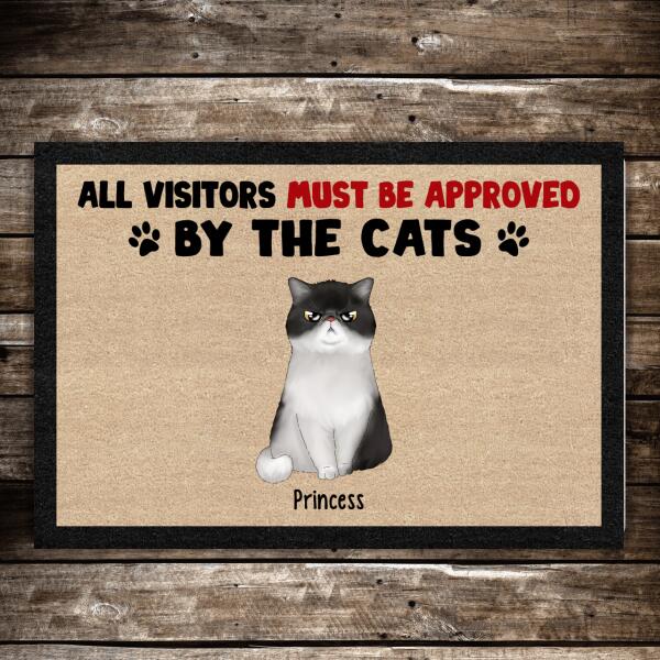 Personalized Doormat, All Visitors Must Be Approved By The Cats Up To 4 Cats, Gift for Cats Lovers