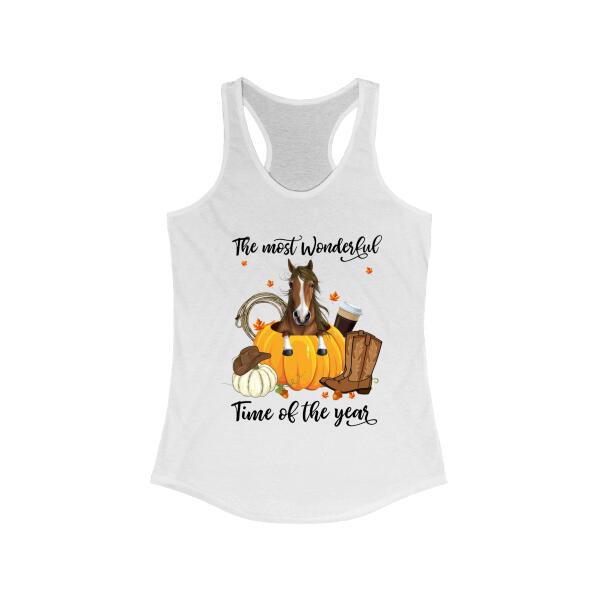 Personalized Shirt, Autumn The Most Wonderful Time Of The Year, Fall Gift For Horse Lovers, Dog Lovers, Cat Lovers