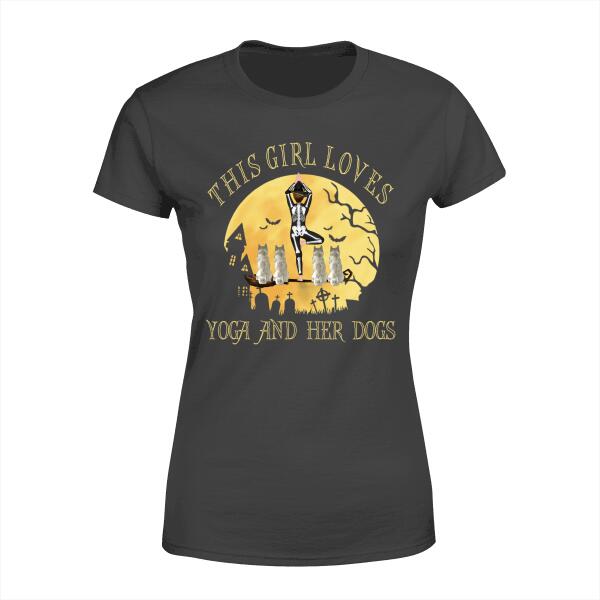 Personalized Shirt, This Girl Loves Yoga and Her Dogs, Halloween Gifts, Gift For Yoga Lovers and Dog Lovers
