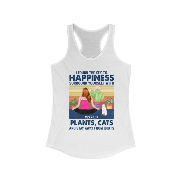 Personalized Shirt, Happiness With Plants And Pets, Gift For Yoga And Dog Lovers, Cat Lovers