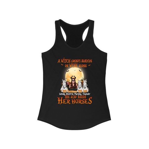 Personalized Shirt, Up To 3 Horses, Witch And Peeking Horses, Hallween Gift For Horse Lovers