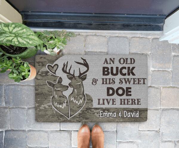 An Old Buck and His Sweet Doe - Personalized Gifts Custom Hunters Doormat for Couples, Hunters