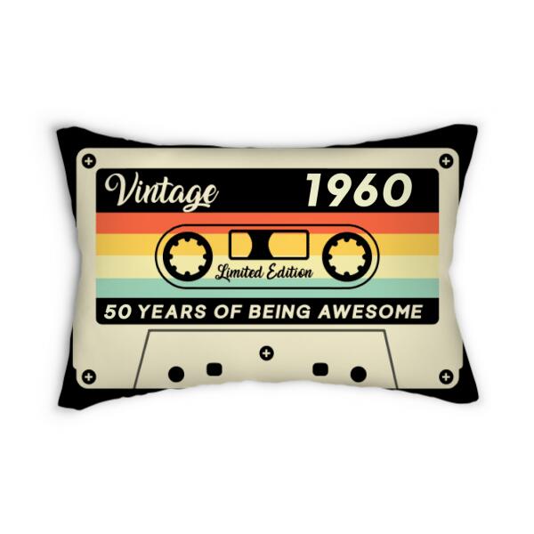 Personalized Pillow, Vintage Tape, Years Of Being Awesome, Gifts for Birthday