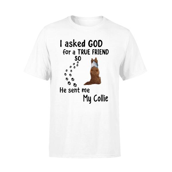 Personalized Shirt, I Asked God For A True Friend He Sent Me My Dogs, Gift For Dog Lovers