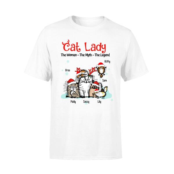 lily white cat shirt Personalized Shirt, Cat Lady The Woman The Myth The Legend, Christmas — GearLit