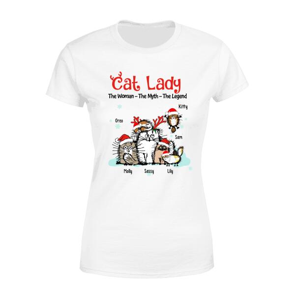 Personalized Shirt, Cat Lady The Woman The Myth The Legend, Christmas Gift for Cat Lovers