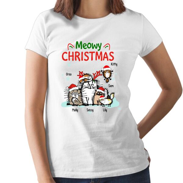 Personalized Shirt, Meowy Christmas, Gift for Cat Lovers