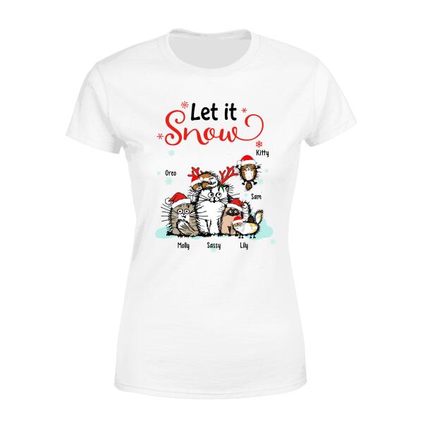 Personalized Shirt, Let It Snow, Christmas Gift for Cat Lovers