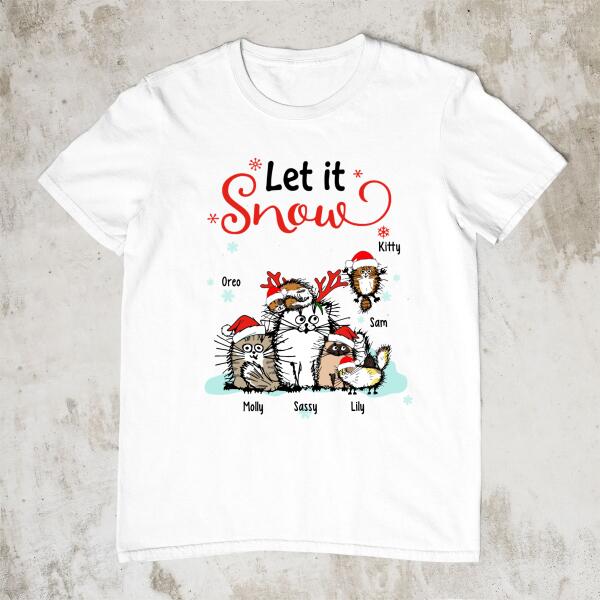 Personalized Shirt, Let It Snow, Christmas Gift for Cat Lovers
