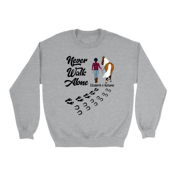 Personalized Shirt, Never Walk Alone With Horse, Gift For Horse Lovers