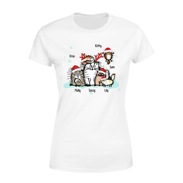 Personalized Shirt, Up to 6 Cats-Funny Cats, Christmas Gift for Cat Lovers