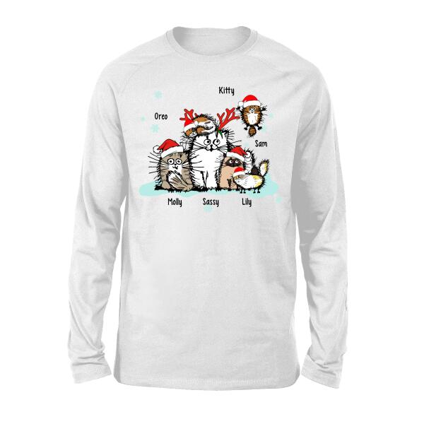 Personalized Shirt, Up to 6 Cats-Funny Cats, Christmas Gift for Cat Lovers