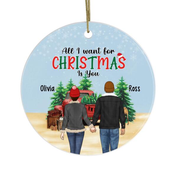 Personalized Ornament, Christmas Gift, All I Want for Christmas Is You, Couple with Truck