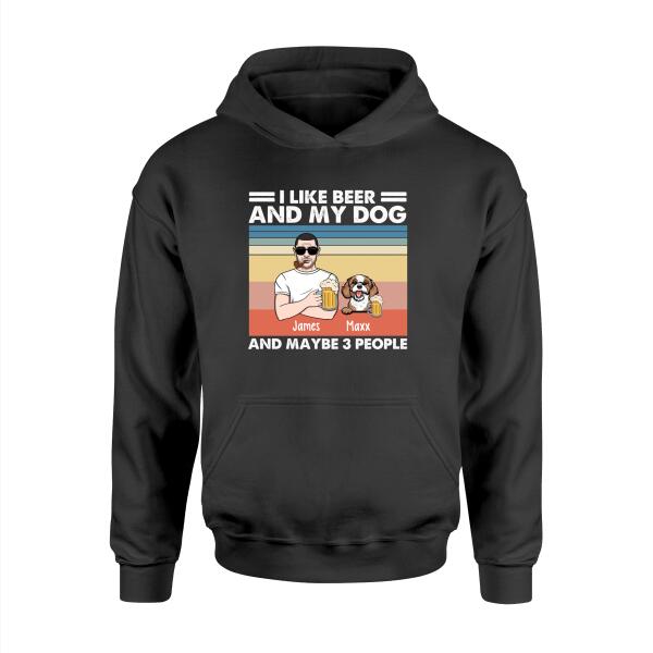 Personalized Shirt, I Like Beer And My Dogs And Maybe 3 People, Gift For Beer And Dog Lovers