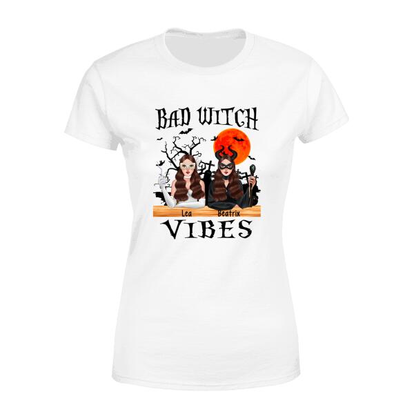 Personalized Shirt, Bad Witch Vibes, Halloween Gift For Best Friends, Sisters