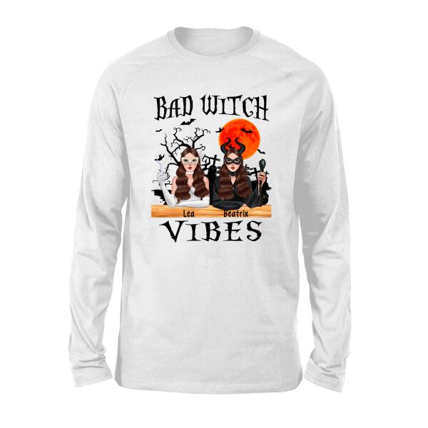 Personalized Shirt, Bad Witch Vibes, Halloween Gift For Best Friends, Sisters