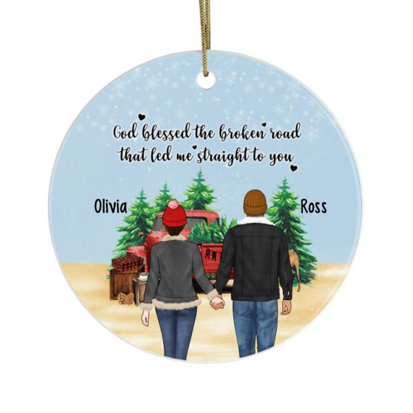 Personalized Ornament, Christmas Gift for Couples, All Hearts Come Home for Christmas, Couple with Truck