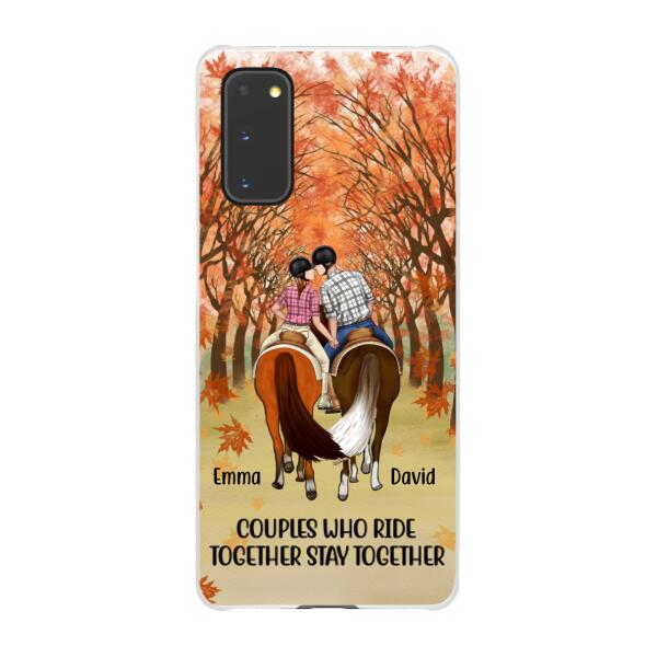 Personalized Phone Case, Horseback Riding Couple Holding Hand, Gift For Horse Lovers