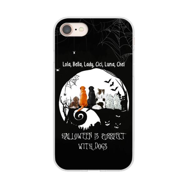 Personalized Phone Case, Up To 6 Dogs, Halloween Is Purrfect With Dogs - Halloween Gift, Gift For Dog Lovers