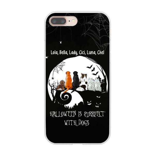 Personalized Phone Case, Up To 6 Dogs, Halloween Is Purrfect With Dogs - Halloween Gift, Gift For Dog Lovers