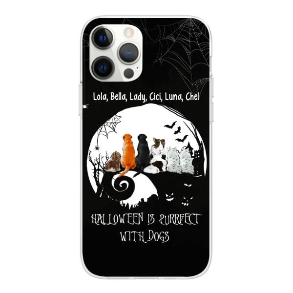 Personalized Phone Case, Up To 6 Dogs, Halloween Is Purrfect With Dogs - Halloween Gift, Gift For Dog Lovers