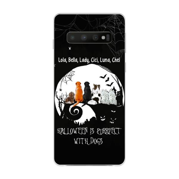 Personalized Phone Case, Up To 6 Dogs, Halloween Is Purrfect With Dogs - Halloween Gift, Gift For Dog Lovers