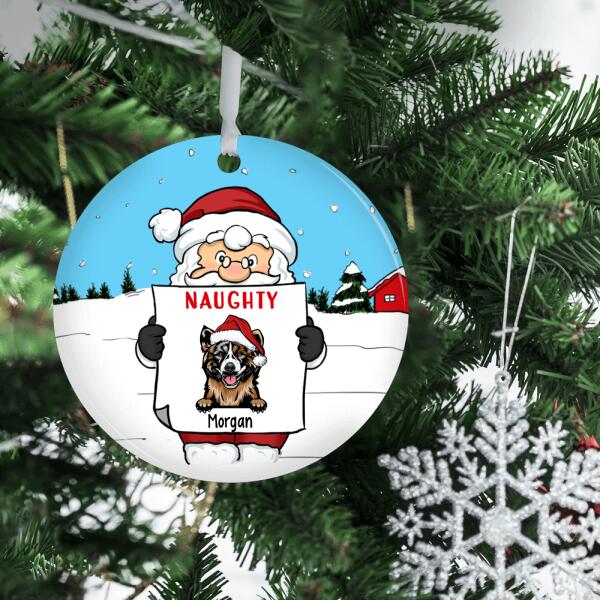 Personalized Ornament, Santa Claus Naughty List, Christmas Gift For Dog Lovers
