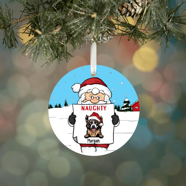 Personalized Ornament, Santa Claus Naughty List, Christmas Gift For Dog Lovers