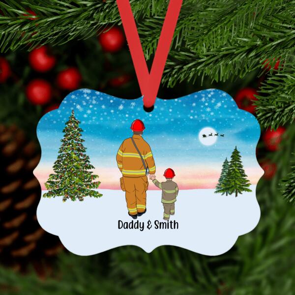 Personalized Metal Ornament, Firefighter Parents And Kids, Gift For Christmas