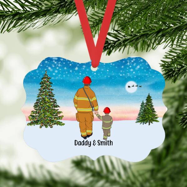 Personalized Metal Ornament, Firefighter Parents And Kids, Gift For Christmas