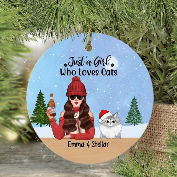 Personalized Ornament, Just A Girl Who Loves Cats, Christmas Gift For Cat Lovers
