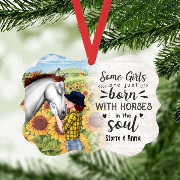 Personalized Metal Ornament, Horse Gifts For Girl, Some Girls Are Just Born with Horses, Christmas Gift