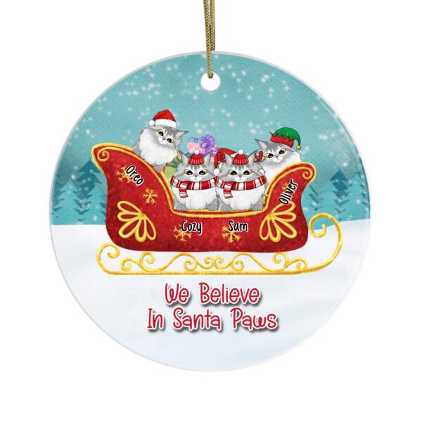 Personalized Ornament, Meowy Catmas, Santa Sleigh With Cats, Christmas Gift For Cat Lovers, Family
