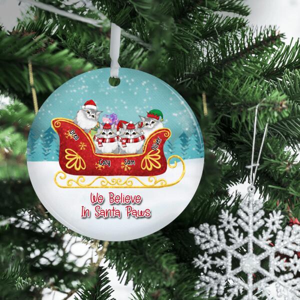 Personalized Ornament, Meowy Catmas, Santa Sleigh With Cats, Christmas Gift For Cat Lovers, Family