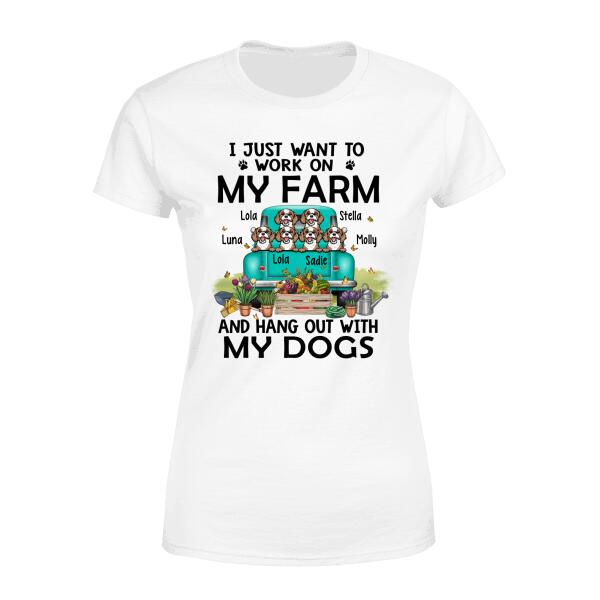Personalized Shirt, Up To 6 Dogs, Work On Farm and Hang Out With Dogs, Gift For Farmers and Dog Lovers