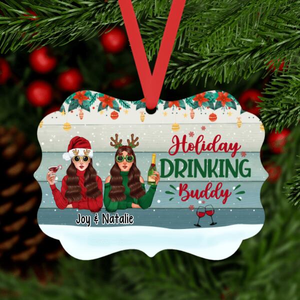 Personalized Metal Ornament, Up To 3 Girls, Holiday Drinking Buddy, Christmas Theme, Christmas Gift For Friends, Sisters