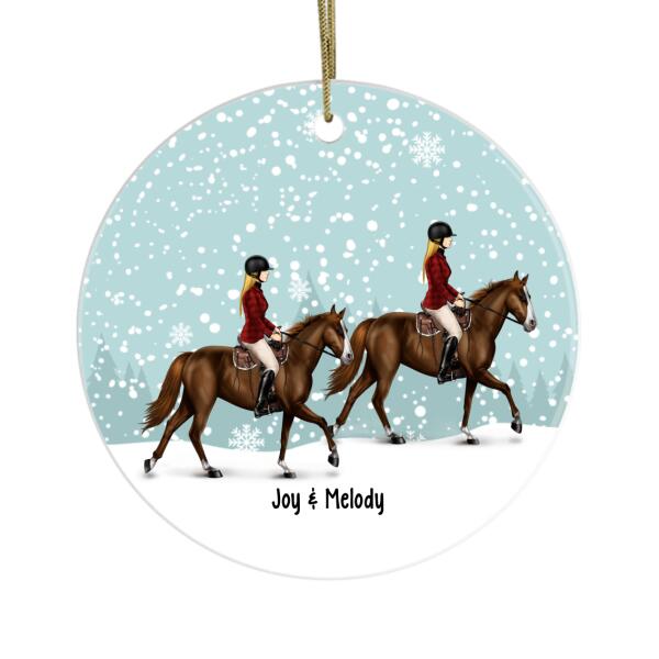 Personalized Ornament, Up To 2 Girls, Girl Riding Horse, Christmas Gift For Horse Lovers