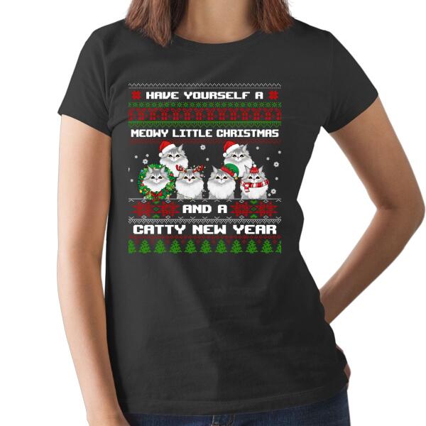 Personalized Shirt, Meowy Little Christmas And Catty New Year, Christmas Gift For Cat Lovers