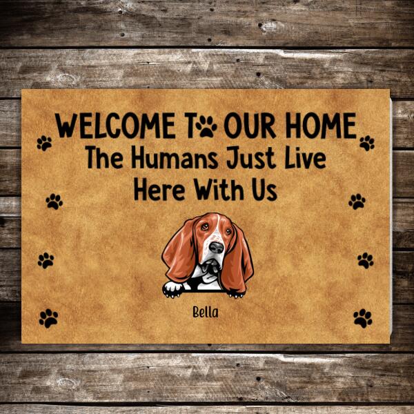 Personalized Pet Welcome To Our Home The Humans Just Live Here With Us  Doormat, Personalized Dog And Cat Doormat, Pet Welcome Mat, Unique Pet  Lover Gift, Personalized Pet Doormat - Viralcitron