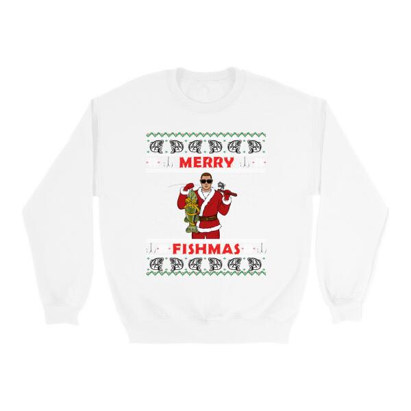 Personalized Shirt, Merry Fishmas, Christmas Man Fishing, Christmas Gift For Fishing Lovers