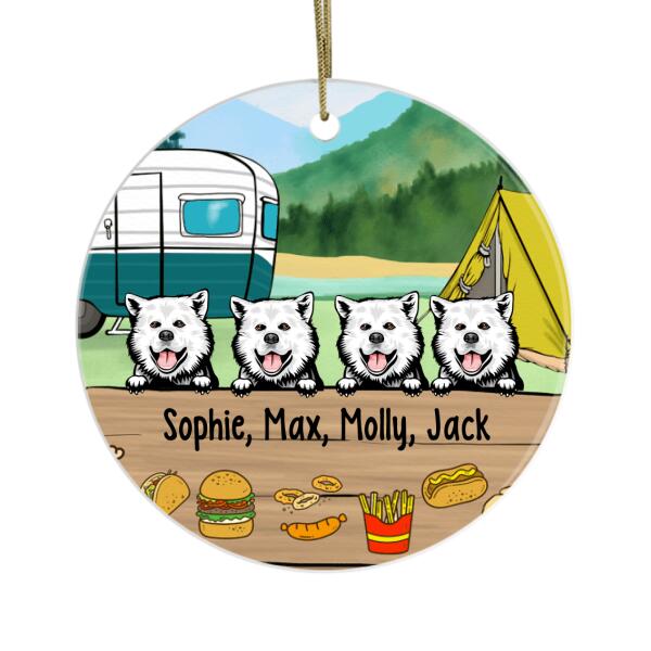 Personalized Metal Ornament, Camping Dogs, Gift For Dog Loverss