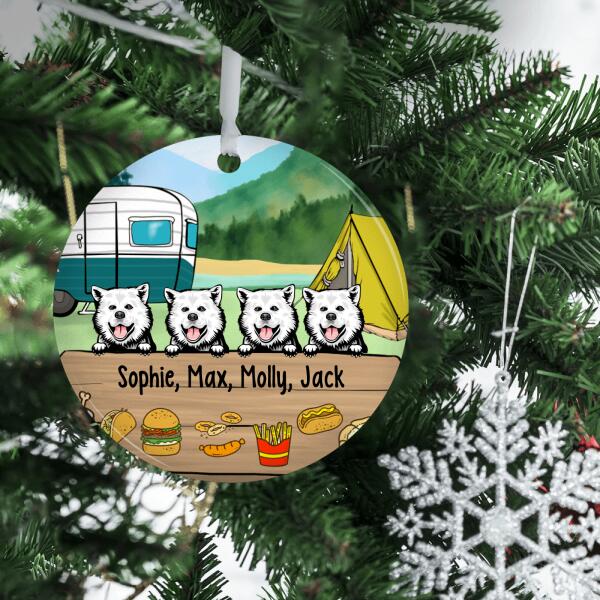 Personalized Metal Ornament, Camping Dogs, Gift For Dog Loverss