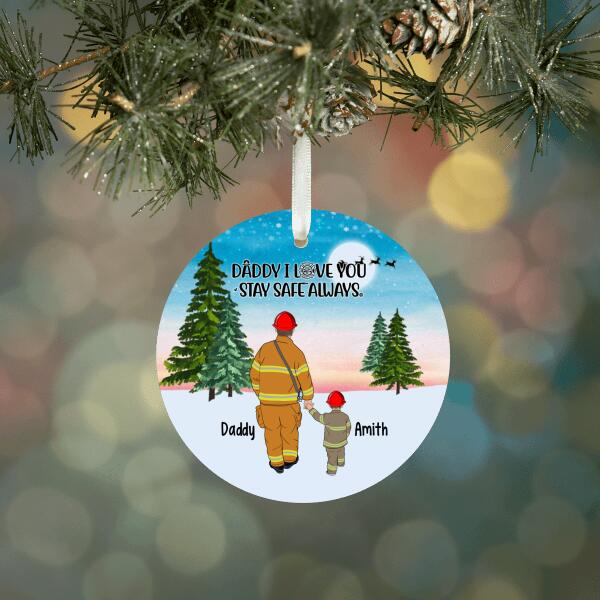 Personalized Metal Ornament, Firefighter Family - Parents And Kids, Gift For Christmas