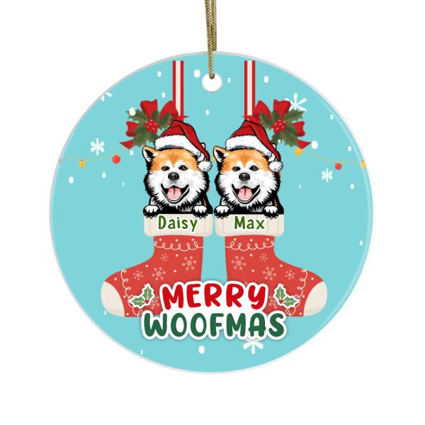 Personalized Metal Ornament, Merry Woofmas, Christmas Gift For Dog Lovers