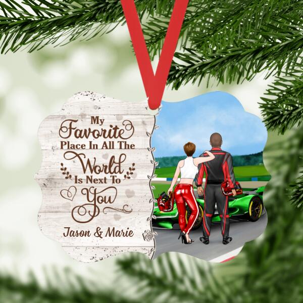 Personalized Metal Ornament, Racing Couple And Friends, Gift For Racing Couples, Racing Fans