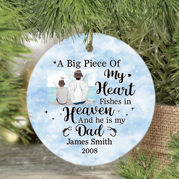 My Heart Heaven Dad - Personalized Gifts Custom Memorial Ornament for Family, for Dad, Memorial Gifts
