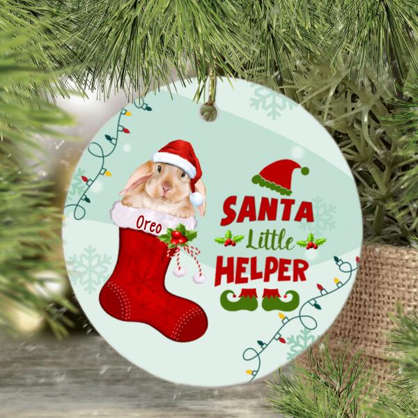 Personalized Ornament, Santa Little Helper, Christmas Gift For Bunny Lovers